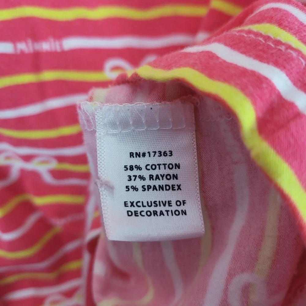 Disney Minnie Mouse Pajama Set L Womens Pink Yellow White Striped Button Front - Picture 10 of 13